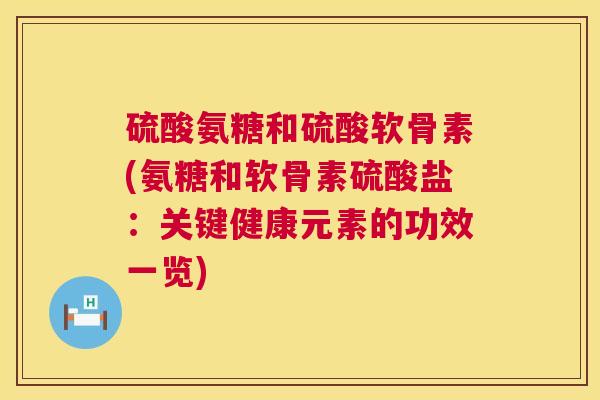 硫酸氨糖和硫酸软骨素(氨糖和软骨素硫酸盐：关键健康元素的功效一览)