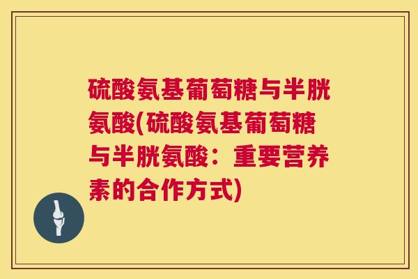 硫酸氨基葡萄糖与半胱氨酸(硫酸氨基葡萄糖与半胱氨酸：重要营养素的合作方式)