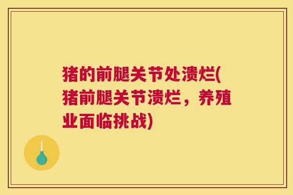 猪的前腿关节处溃烂(猪前腿关节溃烂，养殖业面临挑战)
