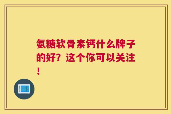 氨糖软骨素钙什么牌子的好？这个你可以关注！