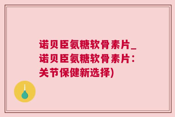 诺贝臣氨糖软骨素片_诺贝臣氨糖软骨素片：关节保健新选择)