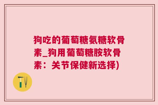 狗吃的葡萄糖氨糖软骨素_狗用葡萄糖胺软骨素：关节保健新选择)