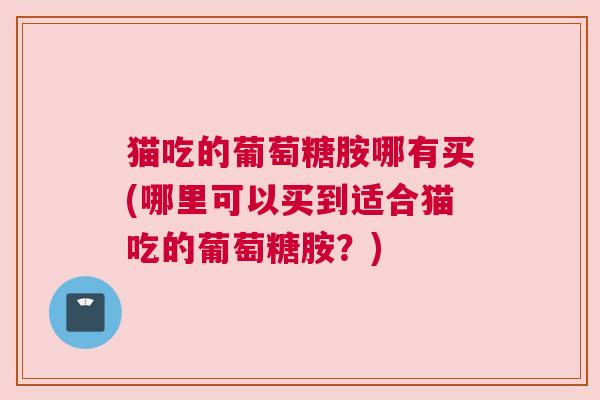 猫吃的葡萄糖胺哪有买(哪里可以买到适合猫吃的葡萄糖胺？)