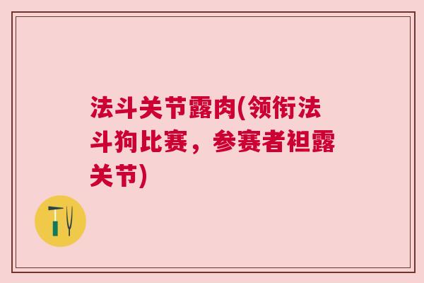 法斗关节露肉(领衔法斗狗比赛，参赛者袒露关节)