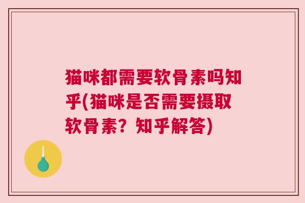 猫咪都需要软骨素吗知乎(猫咪是否需要摄取软骨素？知乎解答)