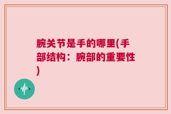 腕关节是手的哪里(手部结构：腕部的重要性)