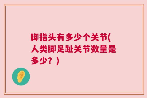 脚指头有多少个关节(人类脚足趾关节数量是多少？)