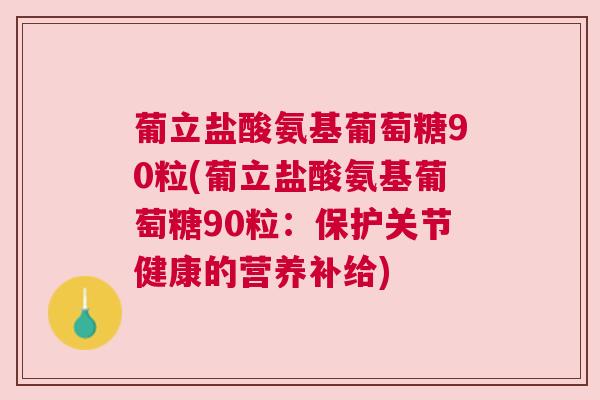 葡立盐酸氨基葡萄糖90粒(葡立盐酸氨基葡萄糖90粒：保护关节健康的营养补给)