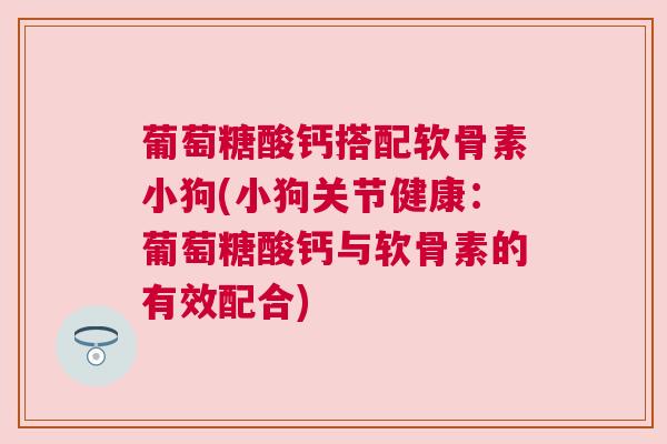 葡萄糖酸钙搭配软骨素小狗(小狗关节健康：葡萄糖酸钙与软骨素的有效配合)