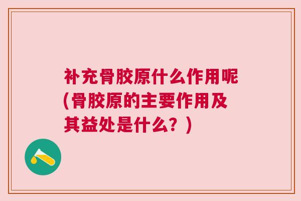 补充骨胶原什么作用呢(骨胶原的主要作用及其益处是什么？)