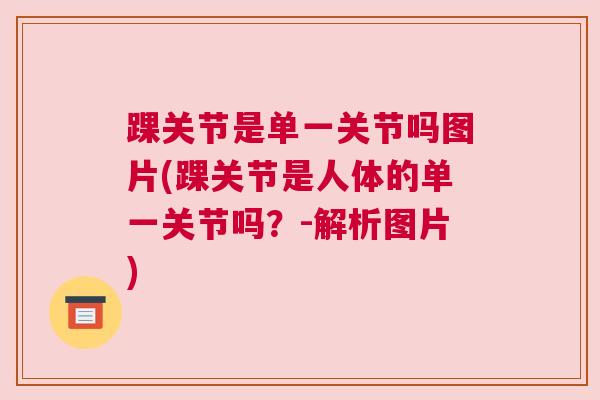 踝关节是单一关节吗图片(踝关节是人体的单一关节吗？-解析图片)