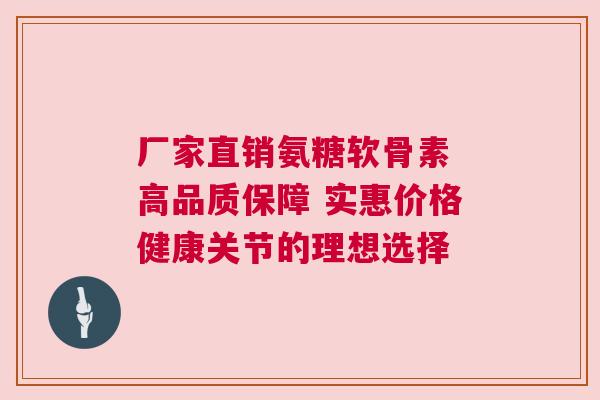 厂家直销氨糖软骨素 高品质保障 实惠价格健康关节的理想选择