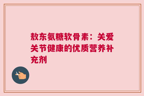 敖东氨糖软骨素：关爱关节健康的优质营养补充剂