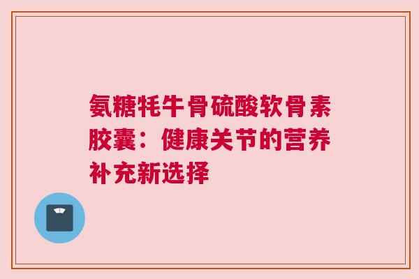氨糖牦牛骨硫酸软骨素胶囊:健康关节的营养补充新选择 氨糖牦牛骨硫酸软骨素胶囊:健康关节的营养补充新选择