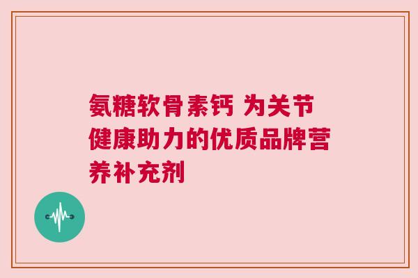 氨糖软骨素钙 为关节健康助力的优质品牌营养补充剂