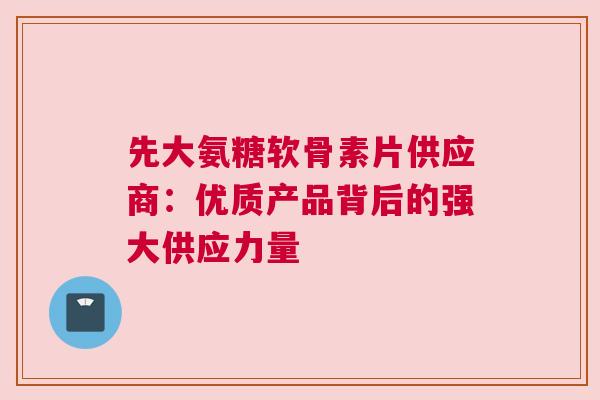 先大氨糖软骨素片供应商:优质产品背后的强大供应力量 先大氨糖软骨素片供应商:优质产品背后的强大供应力量