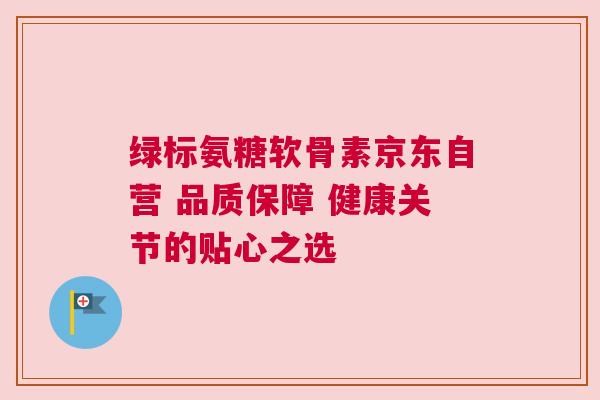绿标氨糖软骨素京东自营 品质保障 健康关节的贴心之选 绿标氨糖软骨素京东自营 品质保障 健康关节的贴心之选