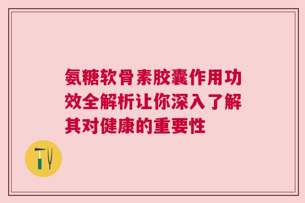 氨糖软骨素胶囊作用功效全解析让你深入了解其对健康的重要性