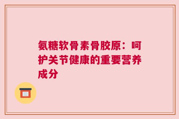 氨糖软骨素骨胶原：呵护关节健康的重要营养成分