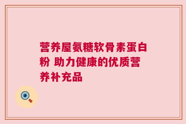 营养屋氨糖软骨素蛋白粉 助力健康的优质营养补充品