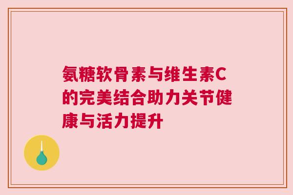 氨糖软骨素与维生素C的完美结合助力关节健康与活力提升
