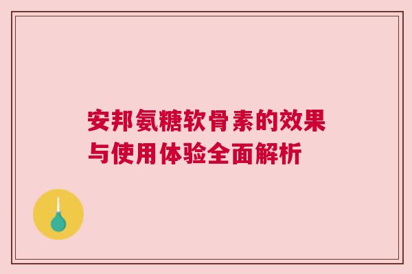 安邦氨糖软骨素的效果与使用体验全面解析