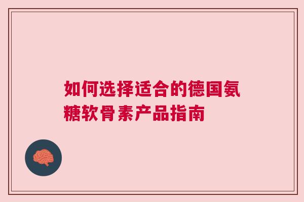 如何选择适合的德国氨糖软骨素产品指南