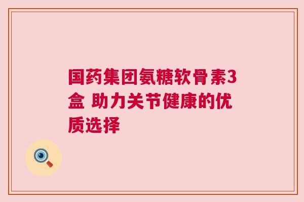国药集团氨糖软骨素3盒 助力关节健康的优质选择
