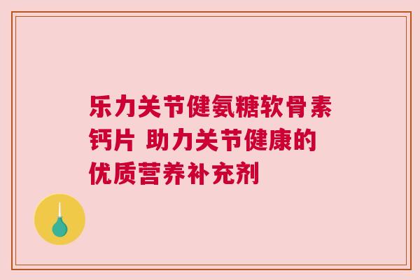 乐力关节健氨糖软骨素钙片 助力关节健康的优质营养补充剂