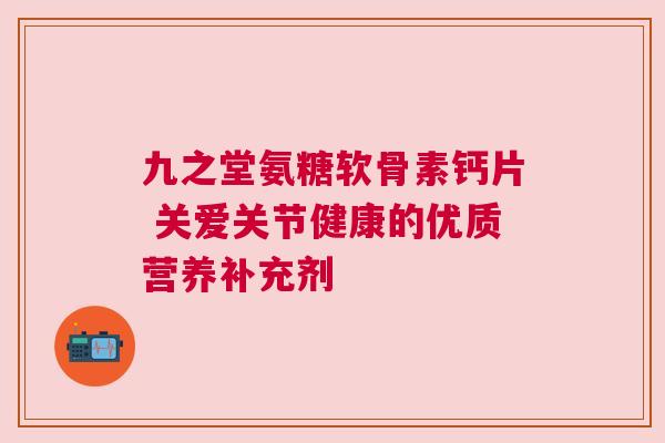 九之堂氨糖软骨素钙片 关爱关节健康的优质营养补充剂