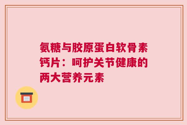 氨糖与胶原蛋白软骨素钙片：呵护关节健康的两大营养元素