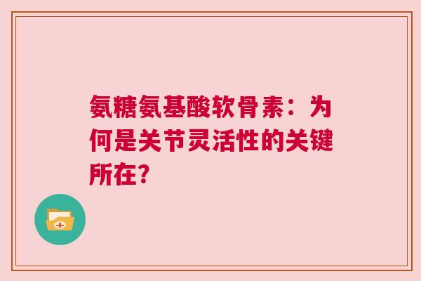 氨糖氨基酸软骨素：为何是关节灵活性的关键所在？