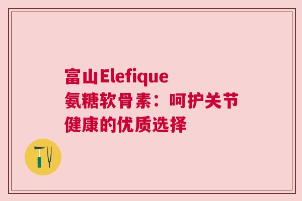富山Elefique氨糖软骨素：呵护关节健康的优质选择