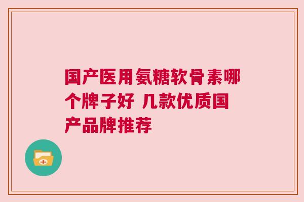 国产医用氨糖软骨素哪个牌子好 几款优质国产品牌推荐
