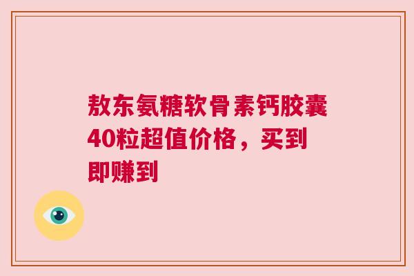 敖东氨糖软骨素钙胶囊40粒超值价格，买到即赚到
