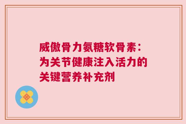 威傲骨力氨糖软骨素：为关节健康注入活力的关键营养补充剂
