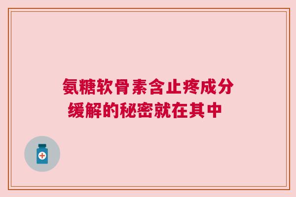 氨糖软骨素含止疼成分 缓解的秘密就在其中