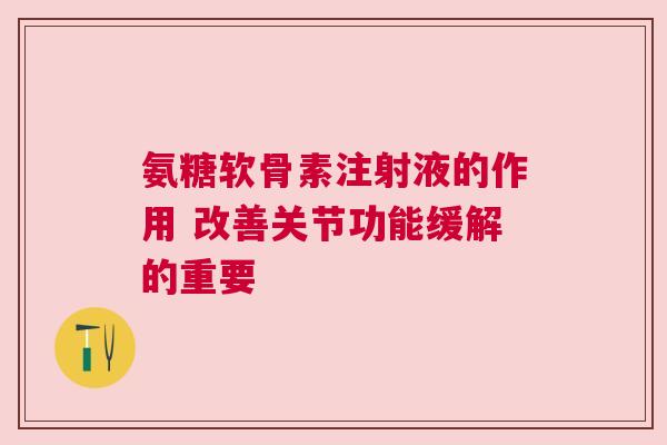 氨糖软骨素注射液的作用 改善关节功能缓解的重要
