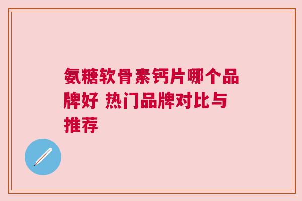氨糖软骨素钙片哪个品牌好 热门品牌对比与推荐