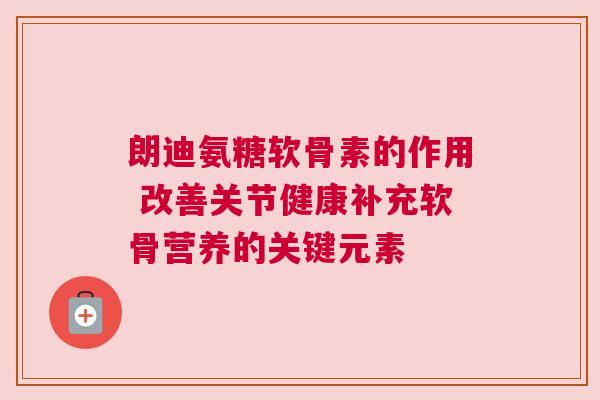 朗迪氨糖软骨素的作用 改善关节健康补充软骨营养的关键元素 朗迪氨糖软骨素的作用 改善关节健康补充软骨营养的关键元素