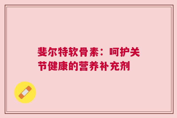 斐尔特软骨素：呵护关节健康的营养补充剂