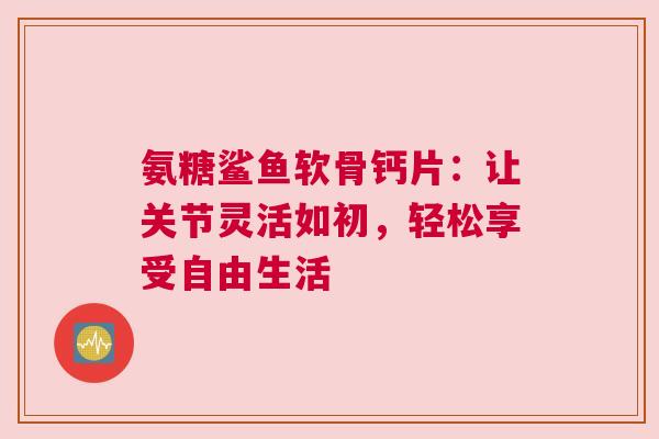 氨糖鲨鱼软骨钙片：让关节灵活如初，轻松享受自由生活