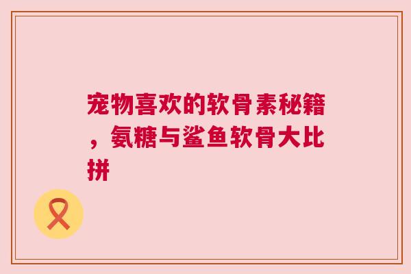 宠物喜欢的软骨素秘籍，氨糖与鲨鱼软骨大比拼
