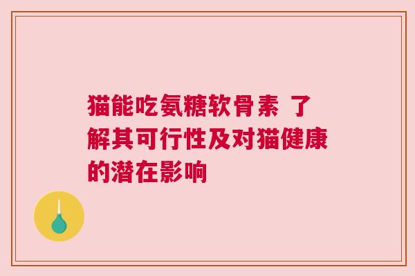 猫能吃氨糖软骨素 了解其可行性及对猫健康的潜在影响
