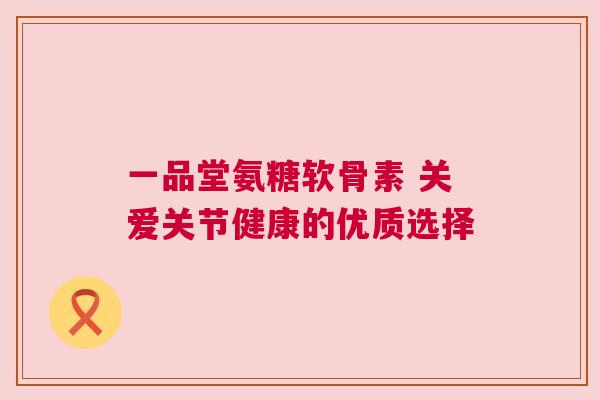 一品堂氨糖软骨素 关爱关节健康的优质选择