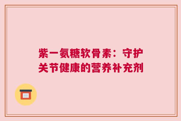 紫一氨糖软骨素：守护关节健康的营养补充剂