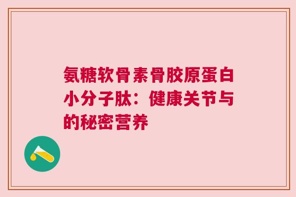 氨糖软骨素骨胶原蛋白小分子肽：健康关节与的秘密营养