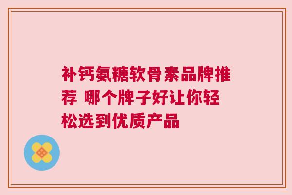 补钙氨糖软骨素品牌推荐 哪个牌子好让你轻松选到优质产品