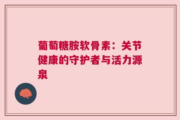 葡萄糖胺软骨素：关节健康的守护者与活力源泉