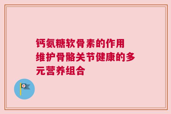 钙氨糖软骨素的作用 维护骨骼关节健康的多元营养组合